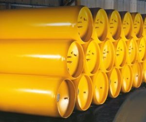 Empty liquid chlorine cylinders